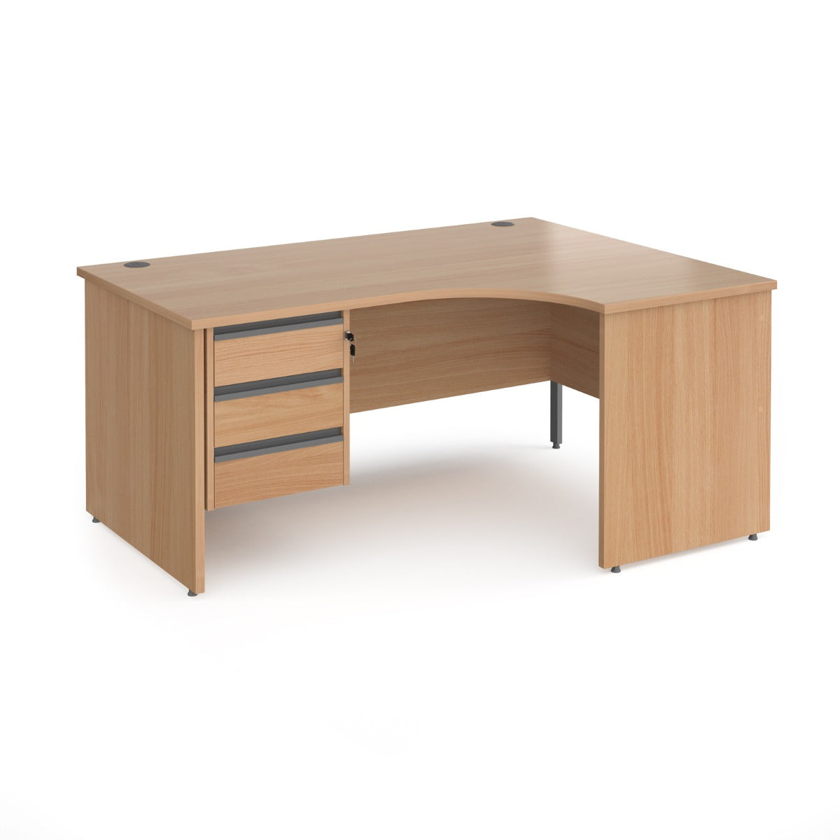 Contract Panel Leg Right Hand Ergonomic Corner Desk with Three Drawer Storage